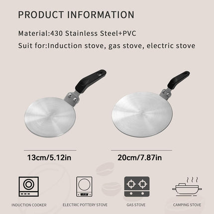 Cooking Induction Adapter Stainless Steel Converter Heat Efficient for Kitchen