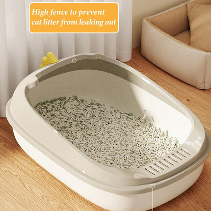 Semi Enclosed Cat Litter Box Large Detachable Washable Toilet Bedpan for Cats