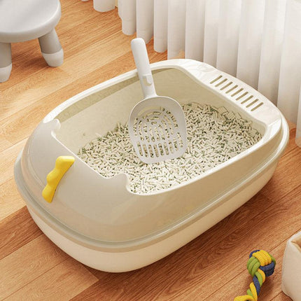 Semi Enclosed Cat Litter Box Large Detachable Washable Toilet Bedpan for Cats