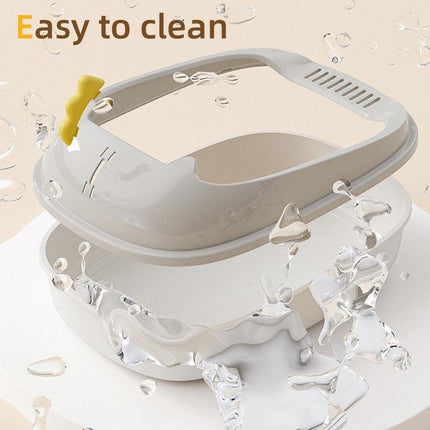 Semi Enclosed Cat Litter Box Large Detachable Washable Toilet Bedpan for Cats