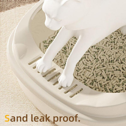 Semi Enclosed Cat Litter Box Large Detachable Washable Toilet Bedpan for Cats