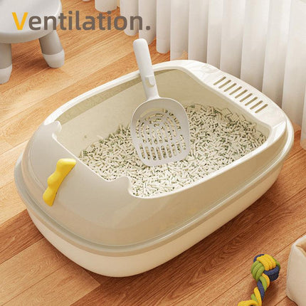 Semi Enclosed Cat Litter Box Large Detachable Washable Toilet Bedpan for Cats
