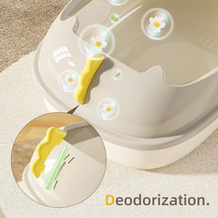 Semi Enclosed Cat Litter Box Large Detachable Washable Toilet Bedpan for Cats