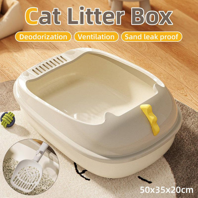 Semi Enclosed Cat Litter Box Large Detachable Washable Toilet Bedpan for Cats