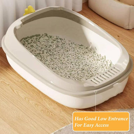 Semi Enclosed Cat Litter Box Large Detachable Washable Toilet Bedpan for Cats