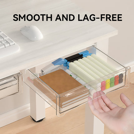 Under Table Hidden Drawer Self Stick or Drill Install Home Office Storage Tray