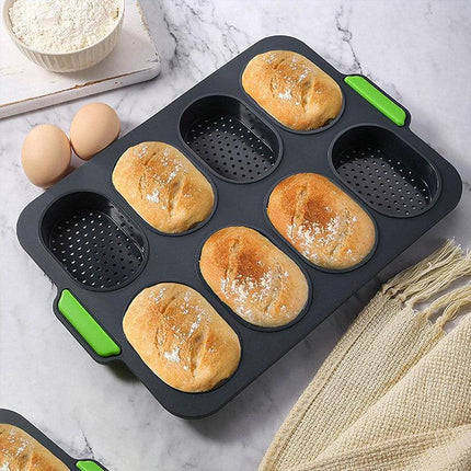 Silicone Cake Mould Oval 8 Compartment Non Stick Baking Pan Kitchen Tools Set