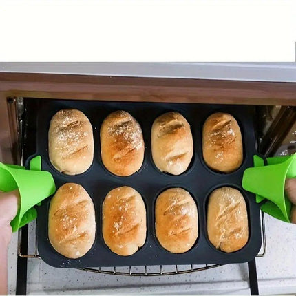 Silicone Cake Mould Oval 8 Compartment Non Stick Baking Pan Kitchen Tools Set