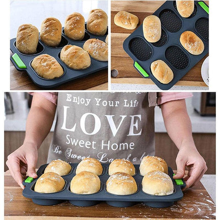 Silicone Cake Mould Oval 8 Compartment Non Stick Baking Pan Kitchen Tools Set