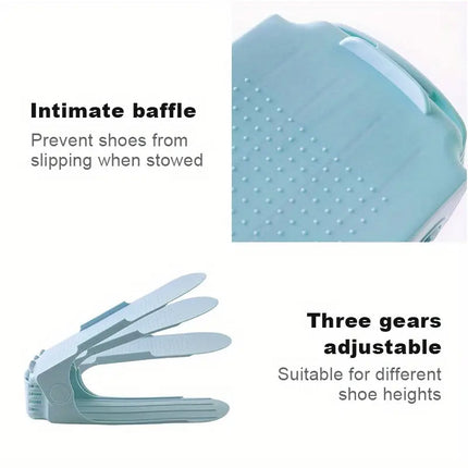 10pcs Double Layer Shoe Rack Three Gear Adjustable Shoe Support Space Saving