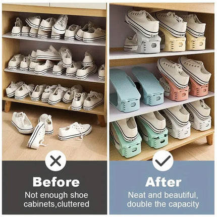 10pcs Double Layer Shoe Rack Three Gear Adjustable Shoe Support Space Saving