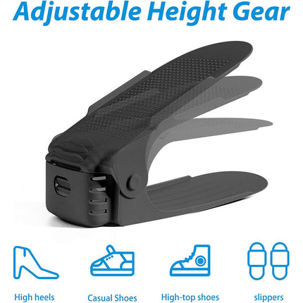 10pcs Double Layer Shoe Rack Three Gear Adjustable Shoe Support Space Saving
