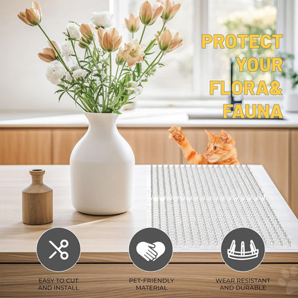 10PCS Cat Deterrent Mat Set with Soft Spikes Humane Fence and Surface Protector