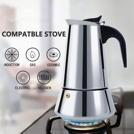 300ml Stainless Steel Moka Pot Coffee Maker Espresso Maker Durable HeatResistant