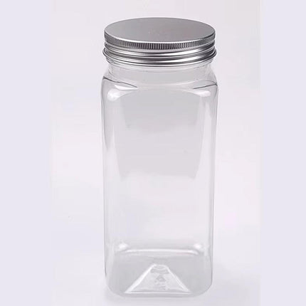 20pcs Square Transparent Plastic Bottle with Aluminum Cap Sealed Jar for Food