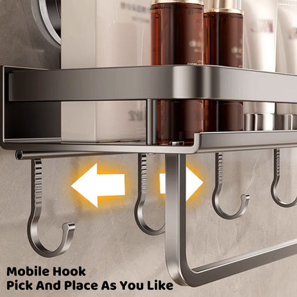 Suction Cup Rack Space Aluminum For Bathroom Washstand Toilet Hole Free Storage
