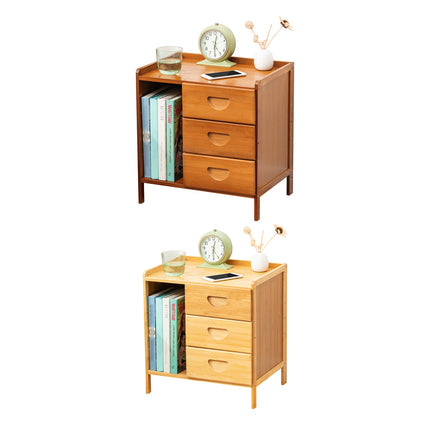 Bamboo Bedside Table with Drawer Sturdy Storage Organizer for Home Bedroom Use