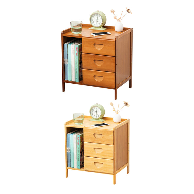 Bamboo Bedside Table with Drawer Sturdy Storage Organizer for Home Bedroom Use
