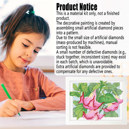 Framed DIY Diamond Painting With Flowers Materials Kit Students Educational Toys