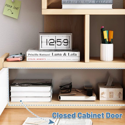 Multi Layer Storage Shelf Bookcase with Drawers Home Office Sturdy Space Saving