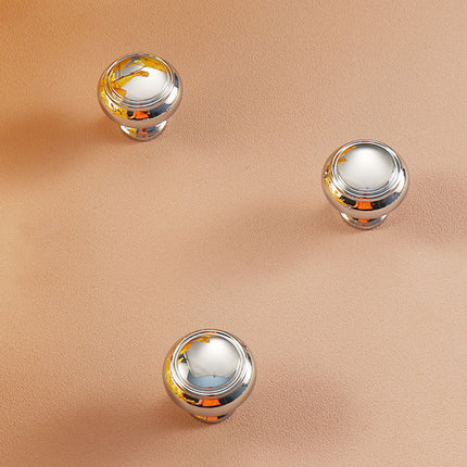 Pure Copper Wardrobe Handle Bright Silver Round Ball Egg Shaped Drawer Pull