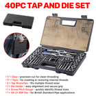 40PCS Tap and Die Set for Automotive Repair DIY Metal Wood Thread Cutting Tools
