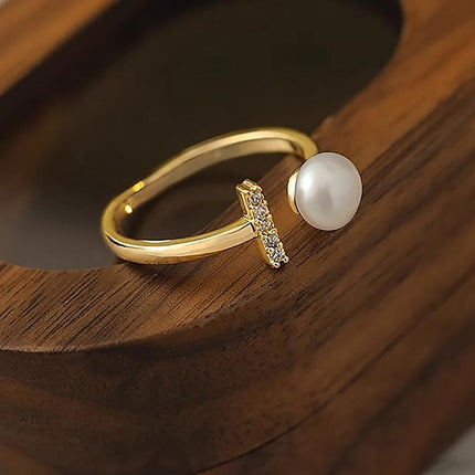 Natural 6A Strong Light Freshwater Pearl Sterling Silver Opening Ring Light Luxury Elegant Fashion