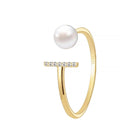 Natural 6A Strong Light Freshwater Pearl Sterling Silver Opening Ring Light Luxury Elegant Fashion