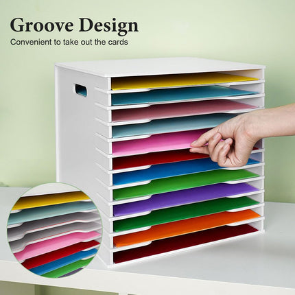 12 Tier Desktop Paper Organiser Scrapbook File Rack Office Home 33 x 30 x 33cm
