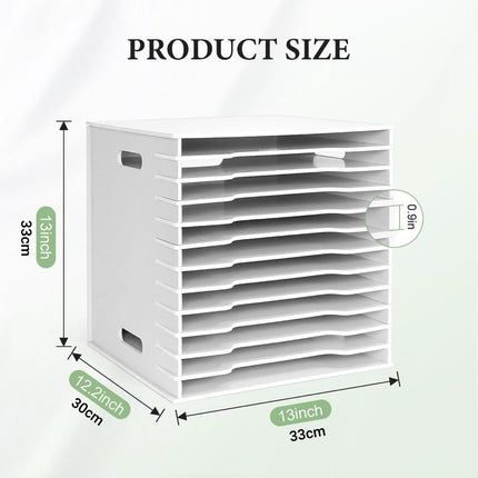 12 Tier Desktop Paper Organiser Scrapbook File Rack Office Home 33 x 30 x 33cm