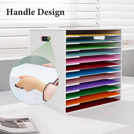 12 Tier Desktop Paper Organiser Scrapbook File Rack Office Home 33 x 30 x 33cm