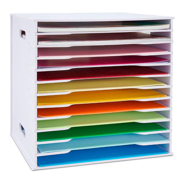 12 Tier Desktop Paper Organiser Scrapbook File Rack Office Home 33 x 30 x 33cm