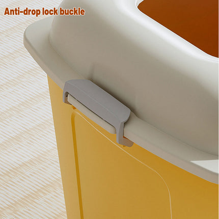 Yellow Cat Litter Box Semi Enclosed Large Extra Height Toilet with High Sides