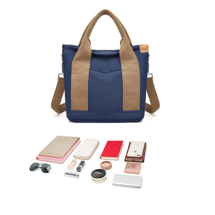Womens Canvas Handbag Multi-layer Lightweight Crossbody Bag for Work Mommy
