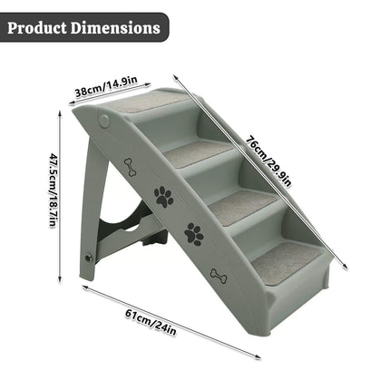 Pet Stairs Ladder Four Storey Light Grey Non Slip Plastic Steps for Dogs and Cat