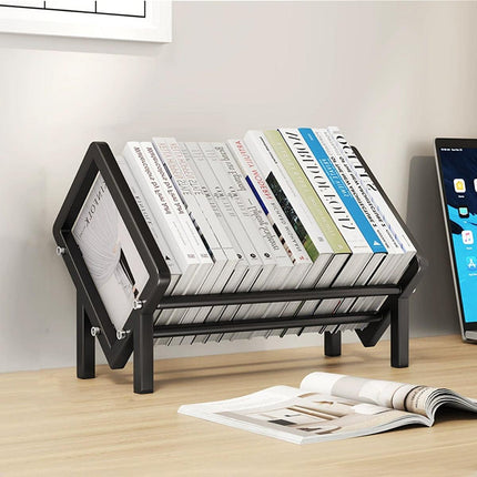 Simple Desktop Stainless Steel Bookcase Storage Organizer Shelf for Office