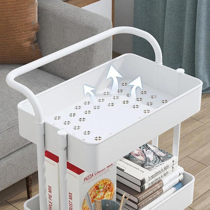 3 Tier Kitchen Bathroom Trolley Cart Steel Storage Rack Organizer with Wheels