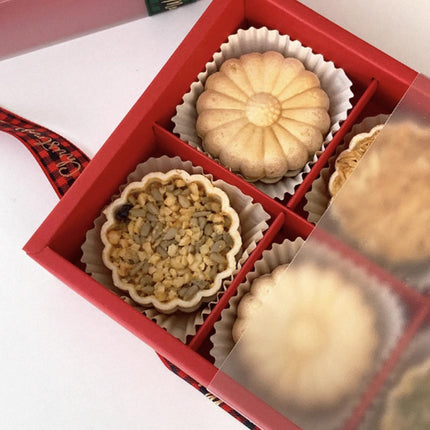 Kraft Paper Mooncake Gift Box 6 Compartment 50pcs Bakery Pastry Packaging Box