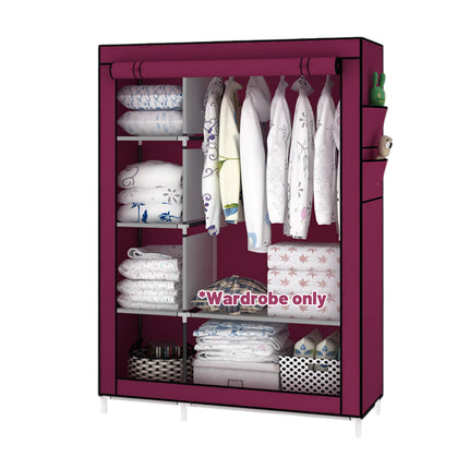 Simple Steel Frame Wardrobe with Non-Woven Fabric Cover for Clothes Storage Use