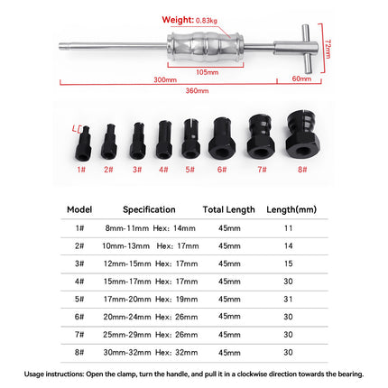 12PCS Bearing Puller Removal Tool Kit for Automotive Machinery Bike Wheel