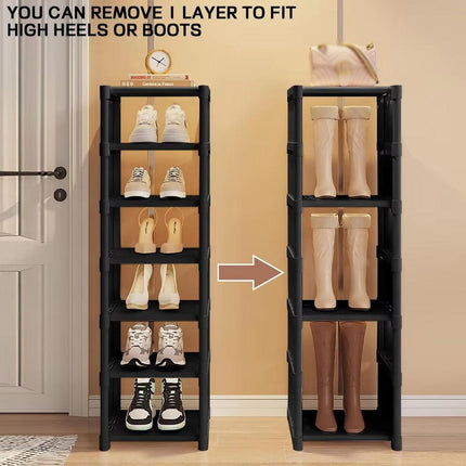 Eight Layer Black Shoe Rack Home Dustproof Shoe Cabinet Removable Multi Shelves