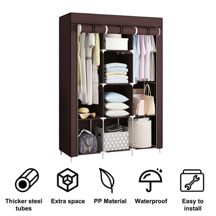 Simple Wardrobe With Shoe Rack Non Woven Fabric Foldable For Home Bedroom