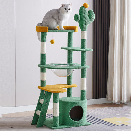 Cactus Shape Cat Tree Climbing Tower Scratching Board Nest for Kitten Play Rest