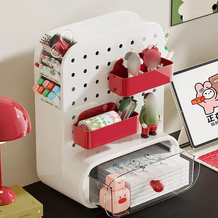 Drawer Pegboard Desktop Storage Box Space Saving Office Home Bedroom Stationery