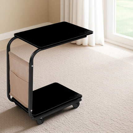 Movable Side Table with Wheels Sturdy Durable for Living Room Bedroom Sofa Side