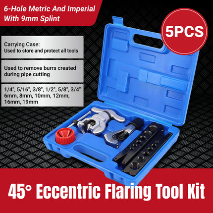 5PCS Eccentric Flaring Tool Kit 45-Degree Flare for Refrigeration Plumbing Repair