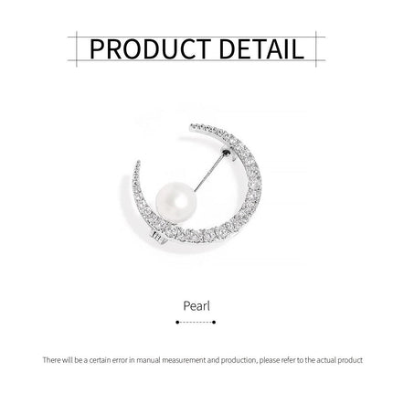 Natural Light 6A Freshwater Pearl Curved Crescent Brooch Autumn And Winter Temperament Pin