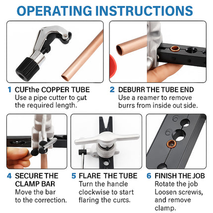 5PCS Eccentric Flaring Tool Kit 45-Degree Flare for Refrigeration Plumbing Repair