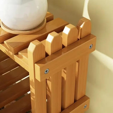 2 Tier Bamboo Plant Stand Flower Pot Rack Indoor Outdoor Patio Garden Shelf