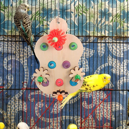 Wooden Parrot Toys Educational Interactive Chewing Nibbling Hanging Cage Toys